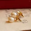 Boucles d'oreilles pendantes en perles baroques d'eau douce en forme d'abeille, plaqué or 18 carats, aiguille d'oreille, cadeau classique de Thanksgiving, fête des mères