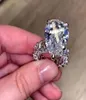 10CT Big Diamond Ring Vintage Jewelry 925 Sterling Silver Unique Cocktail Pear Cut White Topaz Gemstones Women Wedding Engagement 8446754
