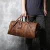 Duffel Bags Retro Male Carry-on Bag Europe And America Crazy Horse Leather Travel Bag Layer Cowhide Large Capacity Single Shoulder Bag 231214