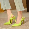 Dress Shoes 2023 Spring Brand Women Slingback Sandals Pointed Toe Slip On Thin High Heel Ladies Elegant Pumps Drss
