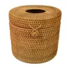 Round Rattan Tissue Box Vine Roll Holder Toalettpappersöverdragsdispenser för BarthroomHomeel och Office9832313