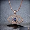 Pendant Necklaces Blue Evil Eye Pendant Necklace Luxury Crystal Cz Clavicle Sier Rose Gold Jewelry Third Zircon Fashion Birthday Drop Dhrzf
