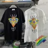 Erkek Tişörtler Cas Kazablanka T-Shirts Erkek Kadın Üst Tees Altın Kupa Çiçek Baskı Tişört Tişört T231214