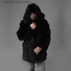 Manteau en fausse fourrure pour hommes, manteau en fausse fourrure, Long manteau à capuche, chaud et décontracté, veste en laine, grande taille S-6XL, Q231212