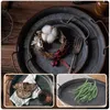 Plates Old Wrought Iron Tray Kitchen Storage Po Prop With Handle (Black)