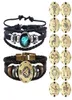 2 piezas 12 pulsera de constelación signo del zodiaco brazalete de cuero trenzado negro Aries Leo Libra joyería de cúpula luminosa pulsera de hombre Punk 2952081