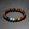 Strand Kirykle Tiger Eye Stone 7 Chakra Bracelets Men Natural Reiki Healing Energy Beads Bangles Women Yoga Meditation Health Jewelry