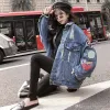 2019 printemps automne cuir récolte Denim vestes femmes Jeans décontractés Bomber veste à manches longues Denim manteau