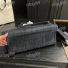 Large Capacity Denim Women Tote Bag Printed Letter Portable Crossbody Shoulder Bag Luxury Handbag Quilted Trend Pochette Navy Blue Suitcase Sacoche 37x29CM