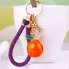 Cai Zhaocaida Orange Dali Car Keychain Women's Bag Pendant Ring with Diamond Embedding Creative Auspicious Gift