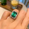 Cluster Ringen SpringLady 925 Sterling Zilver Emerald Cut 10 14MM Lab Edelsteen Ring Voor Vrouwen Engagment Fijne Sieraden