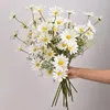 الزهور الزخرفية 52 سم أبيض ديزي مصطنع 5 رؤساء البابونج الحرير باقة زهرة ديي المنزل ديكور حفل زفاف