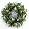 Decorative Flowers 1pc Artificial Eucalyptus Leaf Wreath Spring & Summer Greenery Branch White Berries Front Door Welcome Ornament Windows