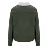 Womens Jackets American Retro Fleece Lapel Corduroy Lamb Wool Splicing Jacket Lossa fast färg Lång ärmknapp ner 231214