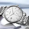 Wristwatches Two-pin Semi-automatic Mechanical Watch Men With Calendar Leisure Steel Waterproof Through