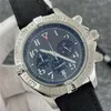 U1 TOP AAA Bretiling 44 mm Avenge Limited Grey Dial Watch Kwarc Chronograph Bateria zasilanie Czarne wybieranie Data Mężczyźni Watch Stal nierdzewna Pasek na rękę