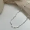 Ciondoli Collana in argento sterling 925 Catena con flash luminoso Rettangolo geometrico Girocollo per le donne Gioielleria raffinata Temperamento Clavicola