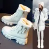 Ботинки «Мартенс», женская обувь, новая корейская версия, плюшевые осенне-зимние туфли на высоком хлопковом каблуке и средней кепке