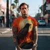 Men's T Shirts Street Gothic Style Short Sleeve T-shirt Bird 3D Print Loose Casual Summer Round Neck