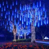 Outros suprimentos para festas de eventos Natal LED Chuva de meteoros Garland Festoon Holiday Strip Light Outdoor Waterproof Fairy String Lights Decoração de rua 8 tubos 231214