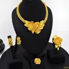 Wedding Jewelry Sets Dubai Gold Plated Jewelry Set Exaggerate Rose Pendant and Earrings Large Necklace Weddings Bridal Jewelry Set Gifts for Women 230504