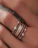 Women Wedding Jewelry Vintage Sparkly Rose Crystal Rhinestone Stackable Ring Set Bohemian Rings Band5894752
