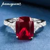 Band Rings PANSYSEN Vintage Solid 925 Sterling Silver Jewelry 8X10mm Ruby Gemstone Ring Wedding Engagement Romantic Gift Wholesale 231212