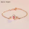 Bijox story pulseira de prata esterlina 925, formato oval, joias finas de rubi para mulheres, aniversário de casamento, promessa de festa, presente213c