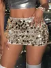 Skirts Femen's Sequin Decor Bodycon Mini Champagne Falda Skin