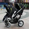 Carrinhos # Double Twins Stroller Alta Paisagem Dobrável Carrinhos de Bebê 2 em 1 Sistema de Viagem Trolley Walker Carriage Strollers # 276H Q231215