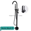 Bathtub Faucets Matte Black Floorstanding Faucet Set Dual Ceramic Handle Floor Mounted Claw Foot Bath Tub Mixers Swive Spout Drop De Dhqza