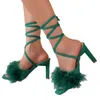 Summer Ankel Sandals Gladiator Corduroy Rem High Heel Shoes Fashion Sexig bröllopsfest Kvinnor stor storlek 43 50921