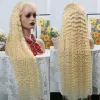 Mogolian Hair Blonde 613 HD Lace Frontal Wig onde profonde 30 pouces Colore Wigs Wigs Human Human 13x4 Curly Synthetic Lace Wig Front