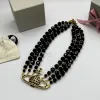 Modemärkesdesigner Pendant Neckor Letter Chokers Luxury Women Jewelry Metal Pearl Necklace Westwood For Woman Chain QS84