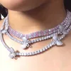 Gargantillas Iced Out Bling Zircon 5 mm Cadena de tenis Collar Mujer Hombre Hip Hop Fashio Joyería Oro Plata Color Rosa CZ Gargantilla Necklace263Y