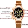 Hommes Automatique Auto Vent Mécanique Véritable Cuir Marron Multifonction Date Bateau Mois Lumineux Limité Or Rose Bronze U Montre L251W