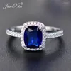 Pierścionki ślubne Junxin prosta kobieta niebieska/zielona/fioletowa kamienna cyrkon Pierścień mody opal dla mężczyzn i kobiet vintage