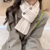 Lenços japoneses retro cruzado lenço de lã inverno botão de malha feminino quente pescoço proteção ao ar livre à prova de vento foulard