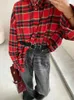 Women's Blouses Shirts Vintage Pink Big Plaid Button Up Shirt for Women 2024 Spring Button Up Beautiful Women's Blouses and Tops Office Wear Jackets YQ231214