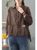 Women's Blouses Shirts Long sleeve Women Shirt 2022 Autumn Spring Cardigan Plaid Loose Cotton Linen Fashion Chic Blouse Female YoYiKamomo YQ231214