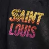 Mäns T-shirts förstör design Saint Louis överdimensionerade t-shirt män kvinnor 1 1 högkvalitativa flash diamant toppar tees tvättade kort ärm T231214