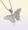 Men Women Hip Hop Butterfly hang ketting met 13 mm Miami Cubaanse ketting Iced Out Bling Hiphop kettingen Fashion charm sieraden X074597617