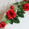 Fleurs décoratives 115 cm fleur artificielle Rose vigne vraie touche plantes suspendues lierre guirlande soie mariage anniversaire décor maison jardin mur