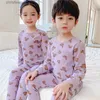 Пижама Малыш Девочки для девочек для мальчиков одежда Детское тепловое белье набор подростков для подростков пижамы 2pcs пижамы для детей 6 8 10 12 лет R231214