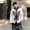 Herrtröjor American Butterfly Jacquard dragkedja tröja Cardigan Autumn Winter Par Lose Casual High Street Sticks Jackets Male