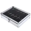 Titta på lådor Fall Professional 12 GRID Slots smycken Watches Display Storage Square Box Case Aluminium Suede Inside Container OR212Y