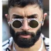 Güneş gözlükleri moda benzersiz yuvarlak güneş gözlüğü steampunk kadınlar vintage siyah lens gözlük çember hiphop erkekler güneş gözlükleri tonları uv400l231214