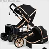 Poussettes # Poussettes Poussette bébé 3 en 1 véritable chariot portable pliable landau cadre en aluminium livraison directe enfants maternité Dhzwl Q231215