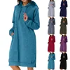 Kvinnors hoodies Loose Hooded Dress Women Sweatshirt Stylish Long Sleeve Maxi Kvinnlig solid Vestidos