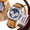 Armbandsur Poedagar Top Brand Luxury Man Watch Waterproof Chronograph Luminous Date Armswatch For Men Quartz Leather Men's Watches Sprots 231214